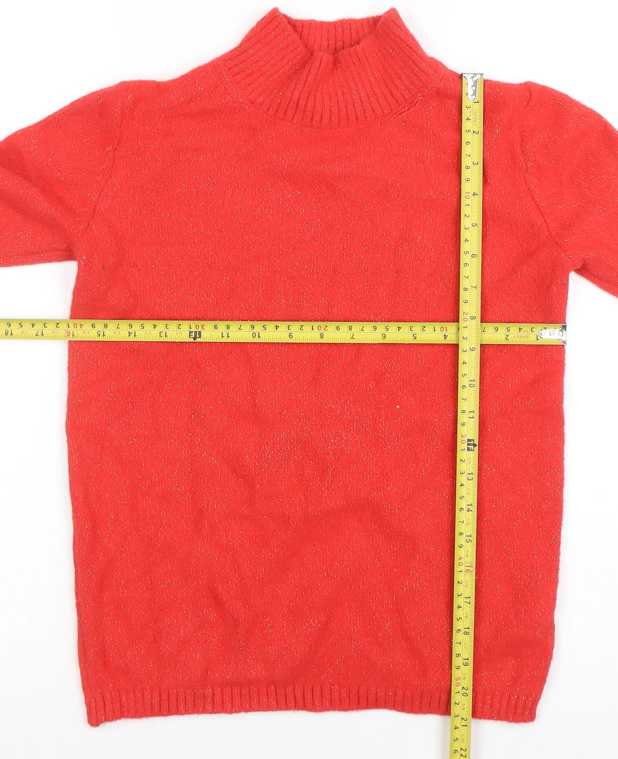 Marks and Spencer Women's Red Mock Neck Short Sleeve Jumper XS - Image 2