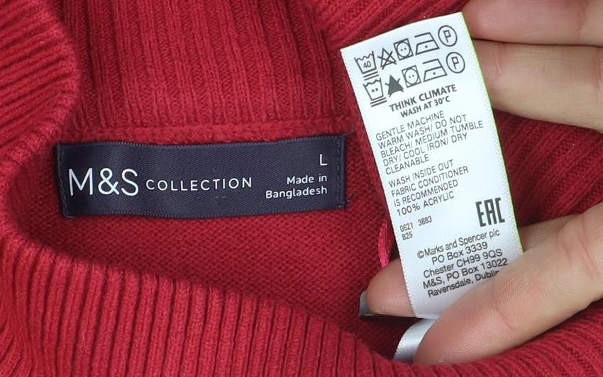 Marks and Spencer Women's Red Roll Neck Acrylic Jumper L - Image 4