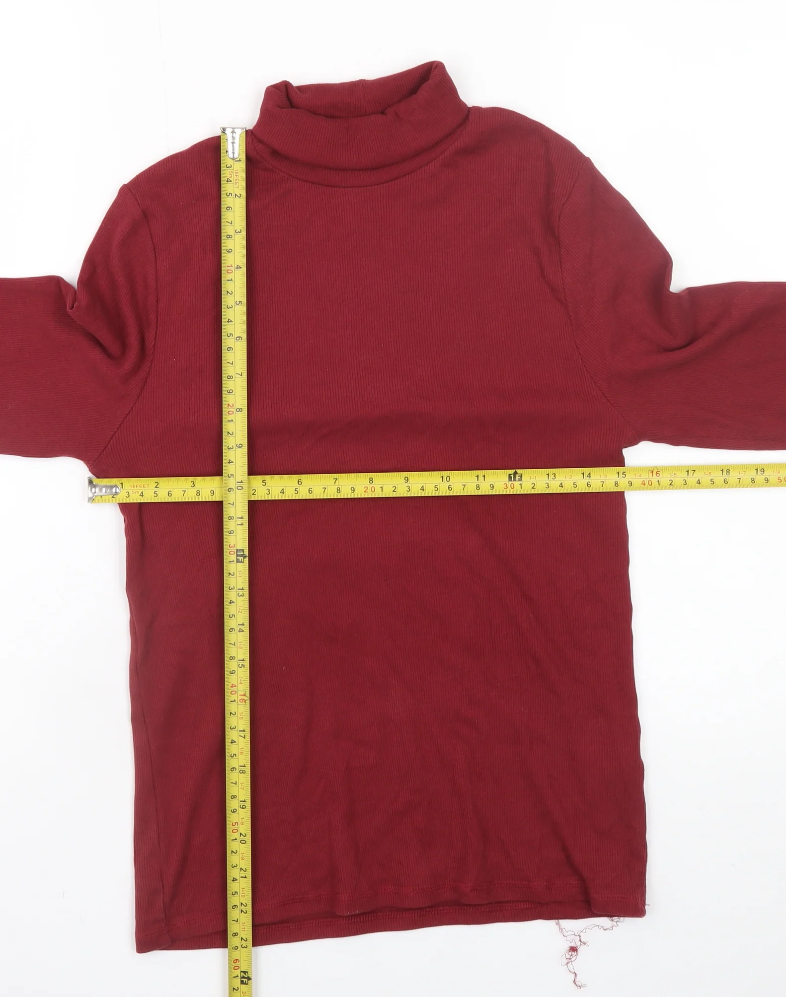 Marks and Spencer Womens Red Roll Neck Long Sleeve Cotton Blend Top UK 10 - Image 2