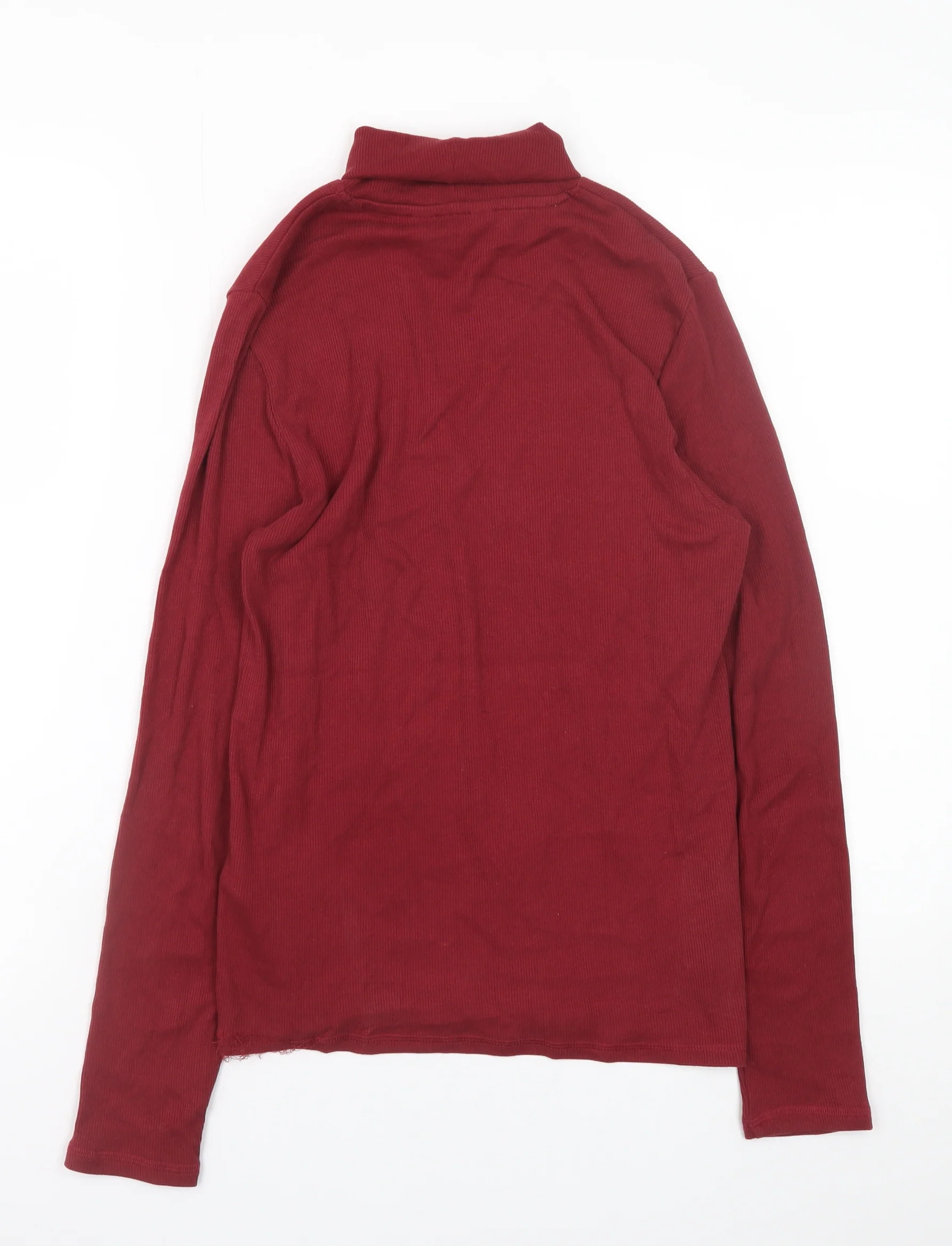 Marks and Spencer Womens Red Roll Neck Long Sleeve Cotton Blend Top UK 10 - Image 3