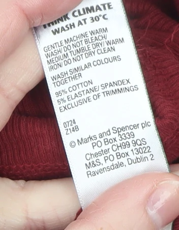 Marks and Spencer Womens Red Roll Neck Long Sleeve Cotton Blend Top UK 10 - Image 5
