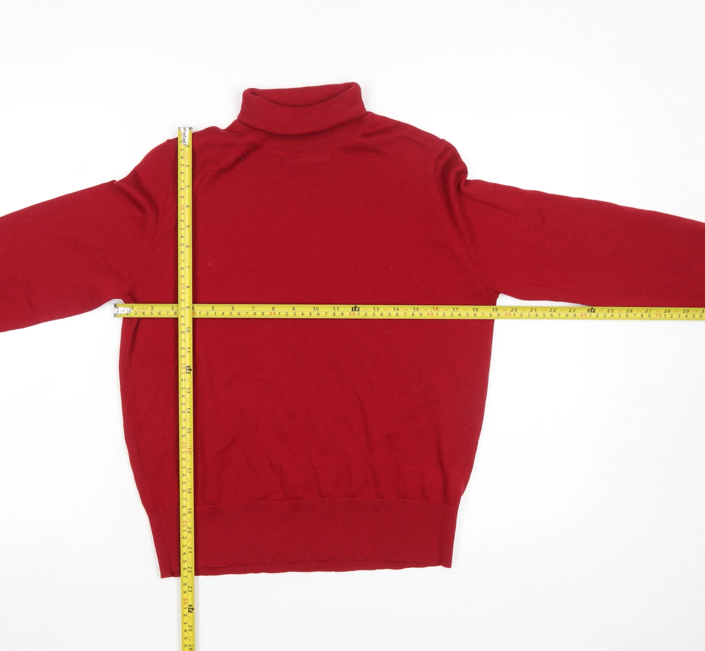 Marks and Spencer Women's Red Roll Neck Merino Wool Jumper Size 12 - Image 2