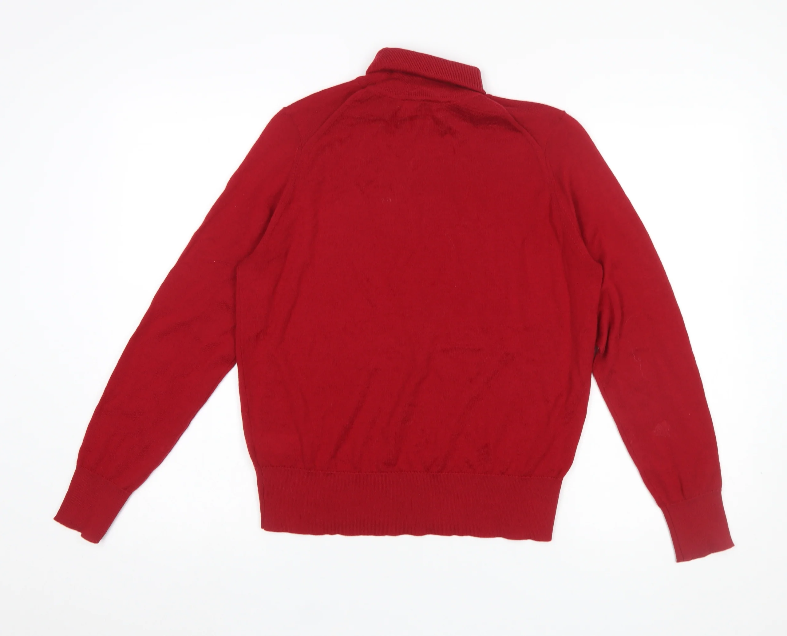 Marks and Spencer Women's Red Roll Neck Merino Wool Jumper Size 12 - Image 3