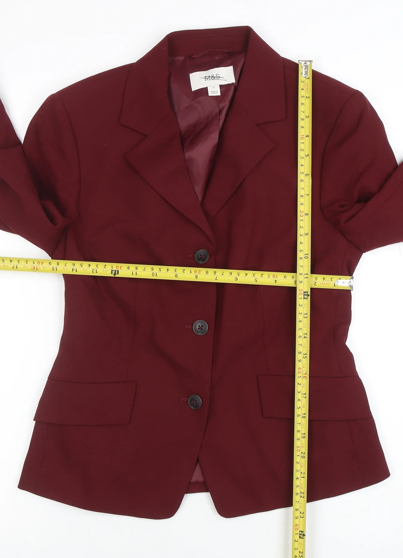 Marks and Spencer Women's Red Size 8 Tailored Blazer Jacket - Image 2