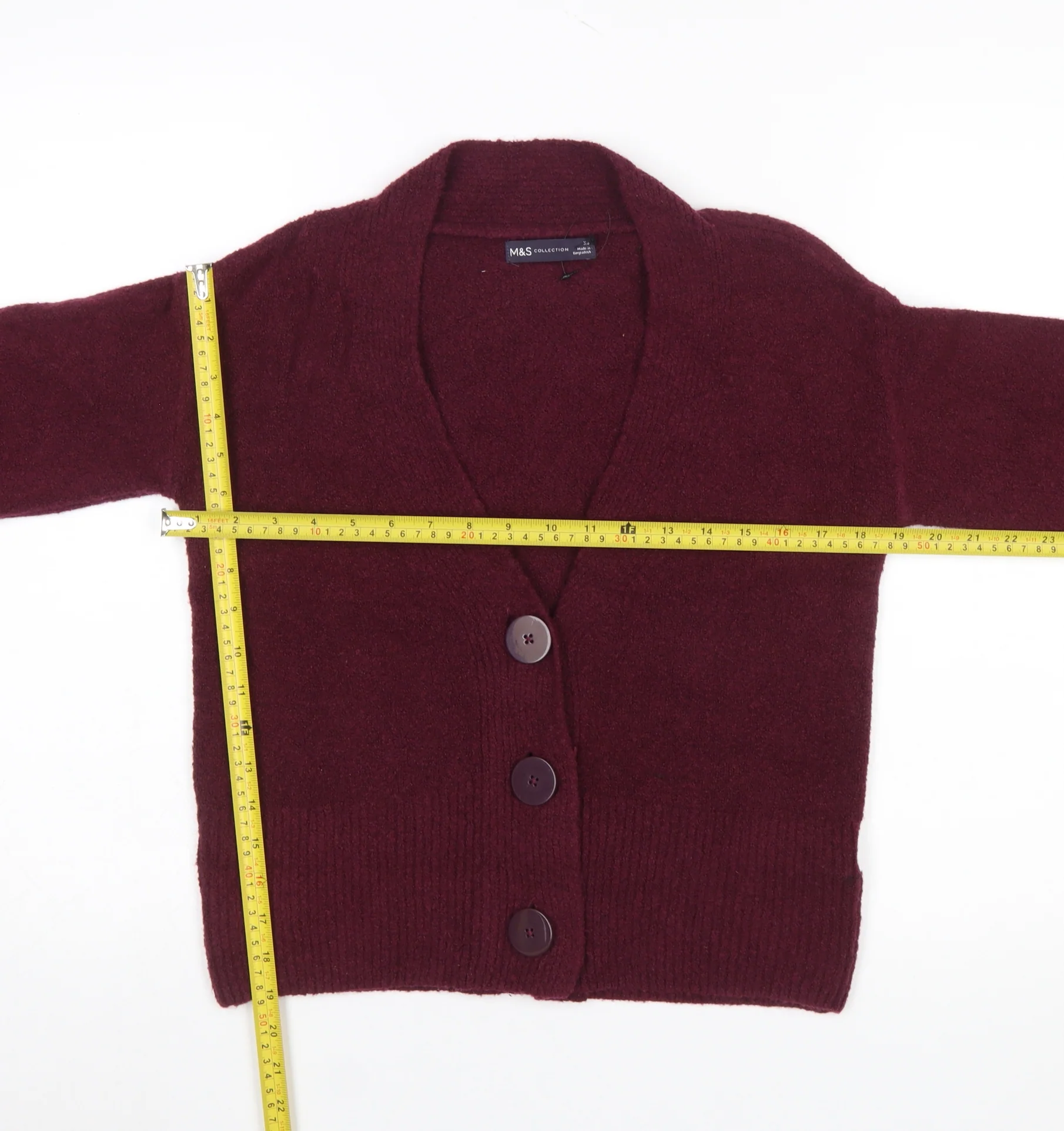 Marks and Spencer Women's Red XS V-Neck Buttoned Cardigan - Image 2