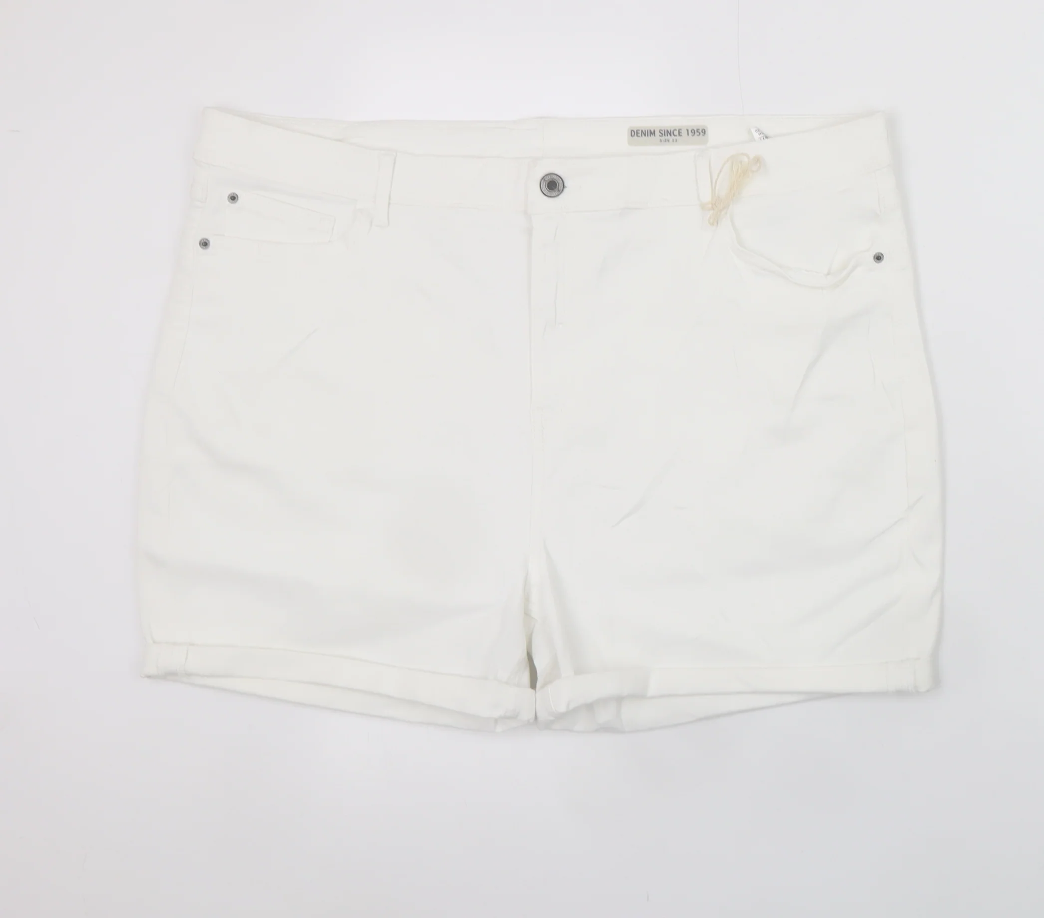 Marks and Spencer Women's White Chino Shorts Size 22 Stretch Cotton Blend