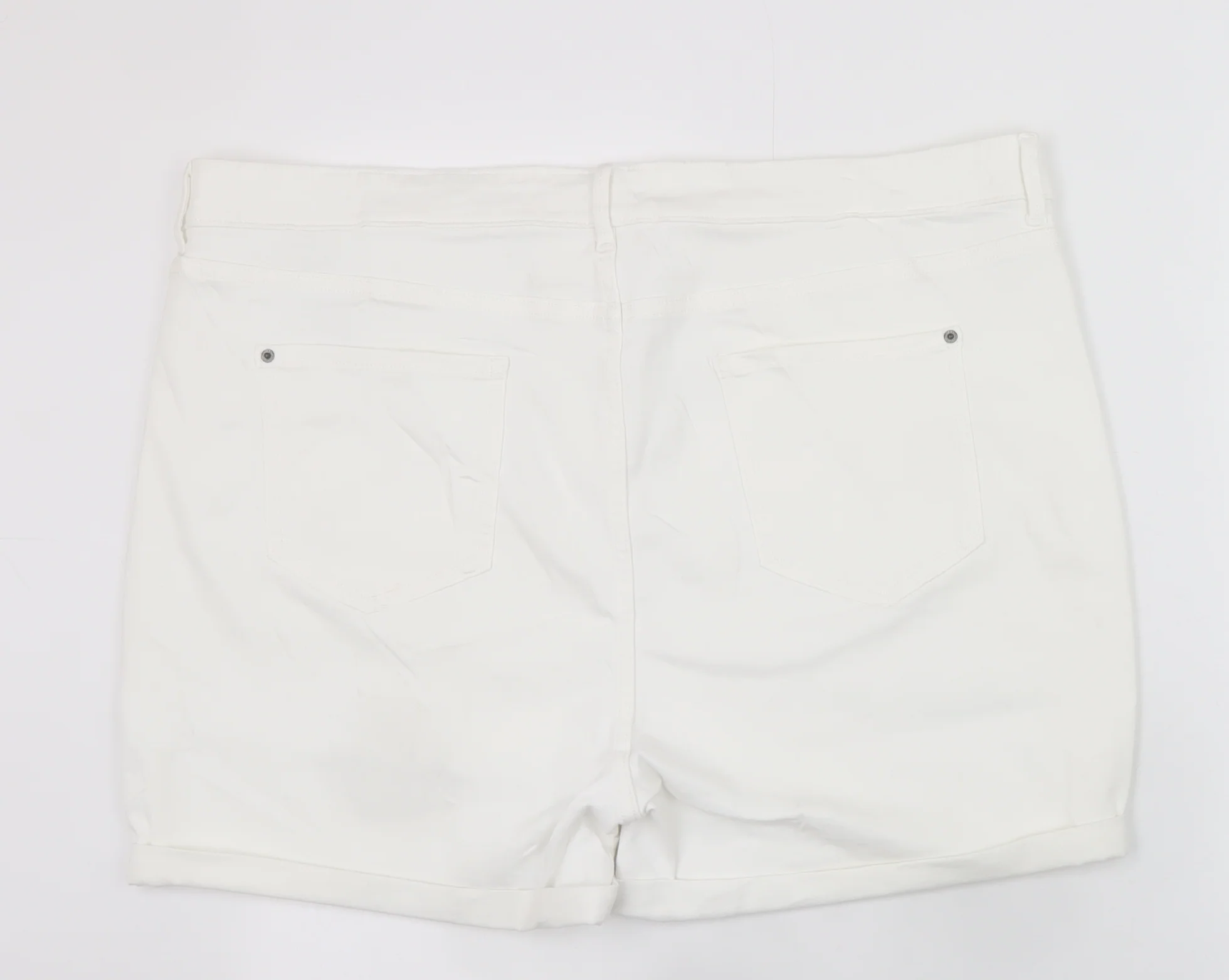 Marks and Spencer Women's White Chino Shorts Size 22 Stretch Cotton Blend - Image 3