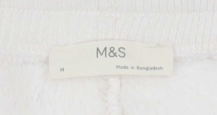 Marks and Spencer Womens White M Jogger Sweatpants Fleece Trousers - Image 5