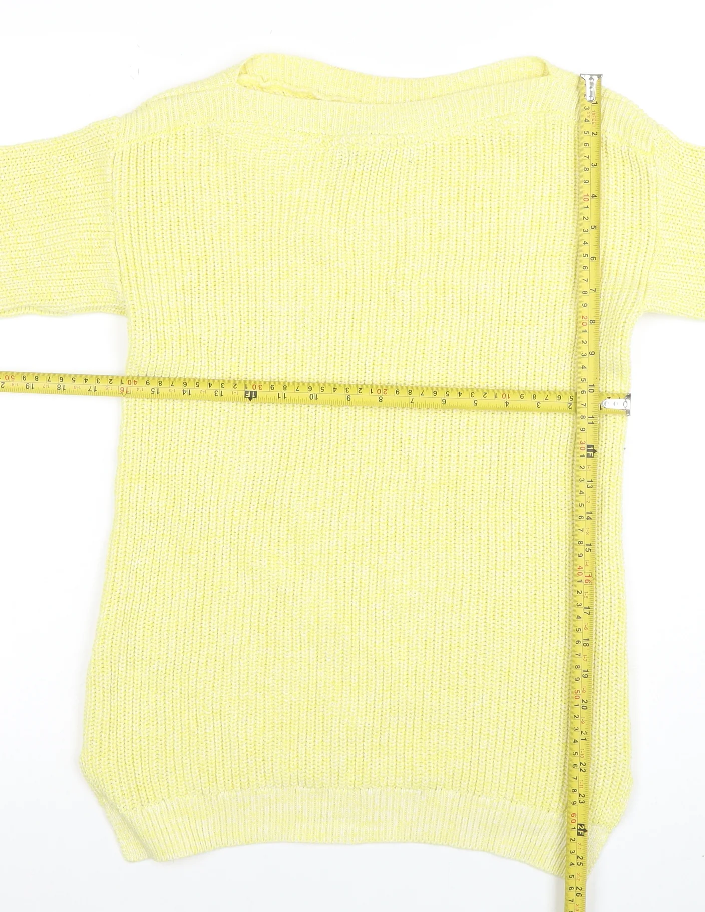 Marks and Spencer Women's Yellow Cotton Knit Jumper S - Image 2