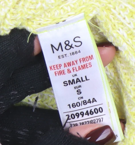 Marks and Spencer Women's Yellow Cotton Knit Jumper S - Image 4