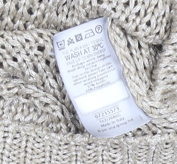 Marks & Spencer Per Una Women’s Beige Open Knit Jumper L - Image 4