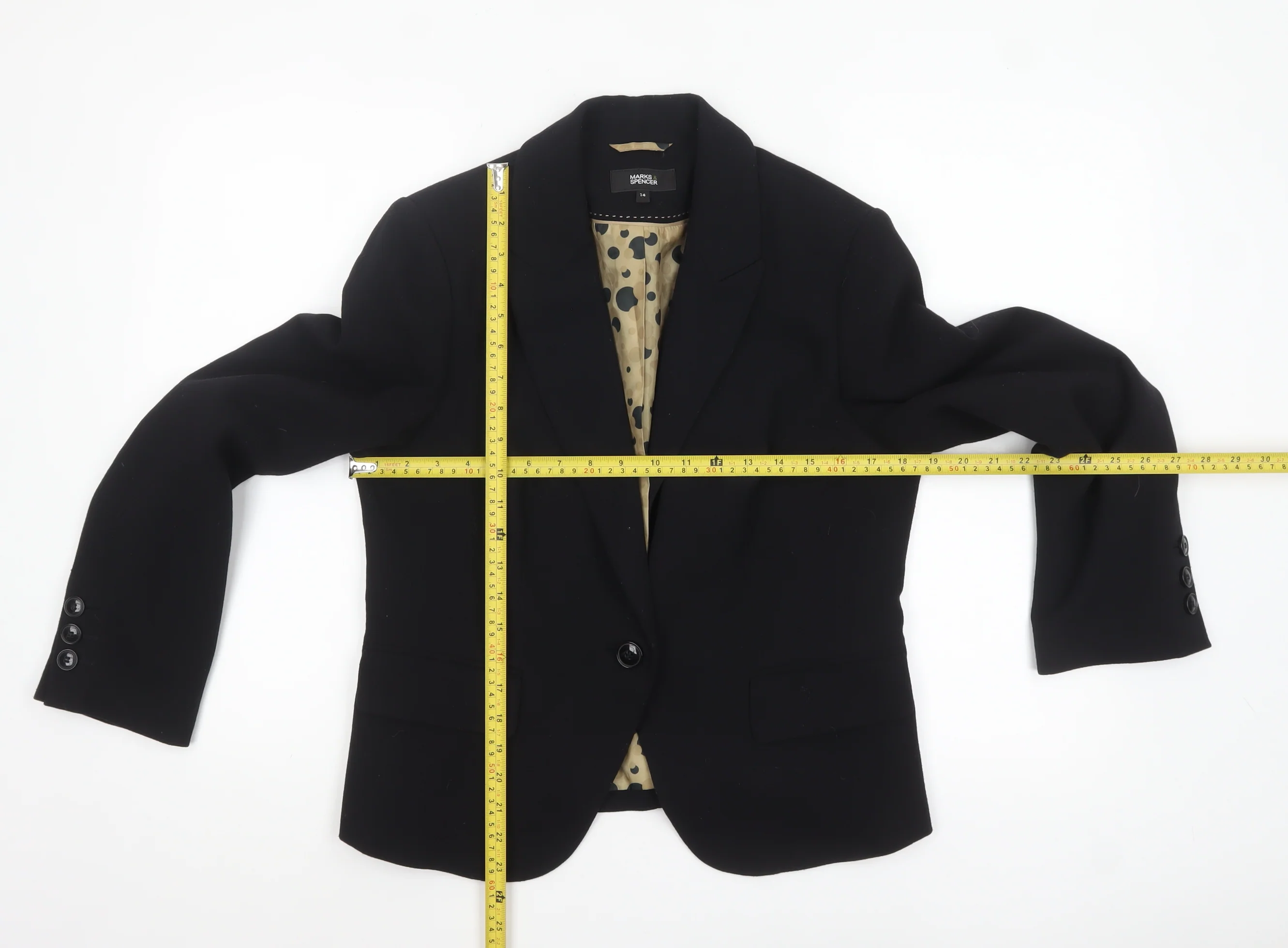 Marks & Spencer Women Black Size 14 Single-Breasted Blazer - Image 2