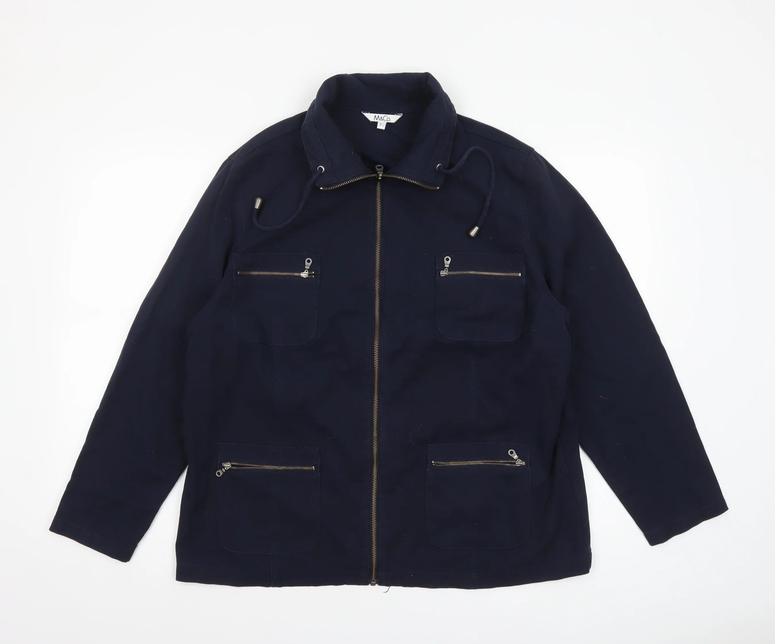 Marks & Spencer Women Navy Cotton Zip Jacket Size 18/20 Casual