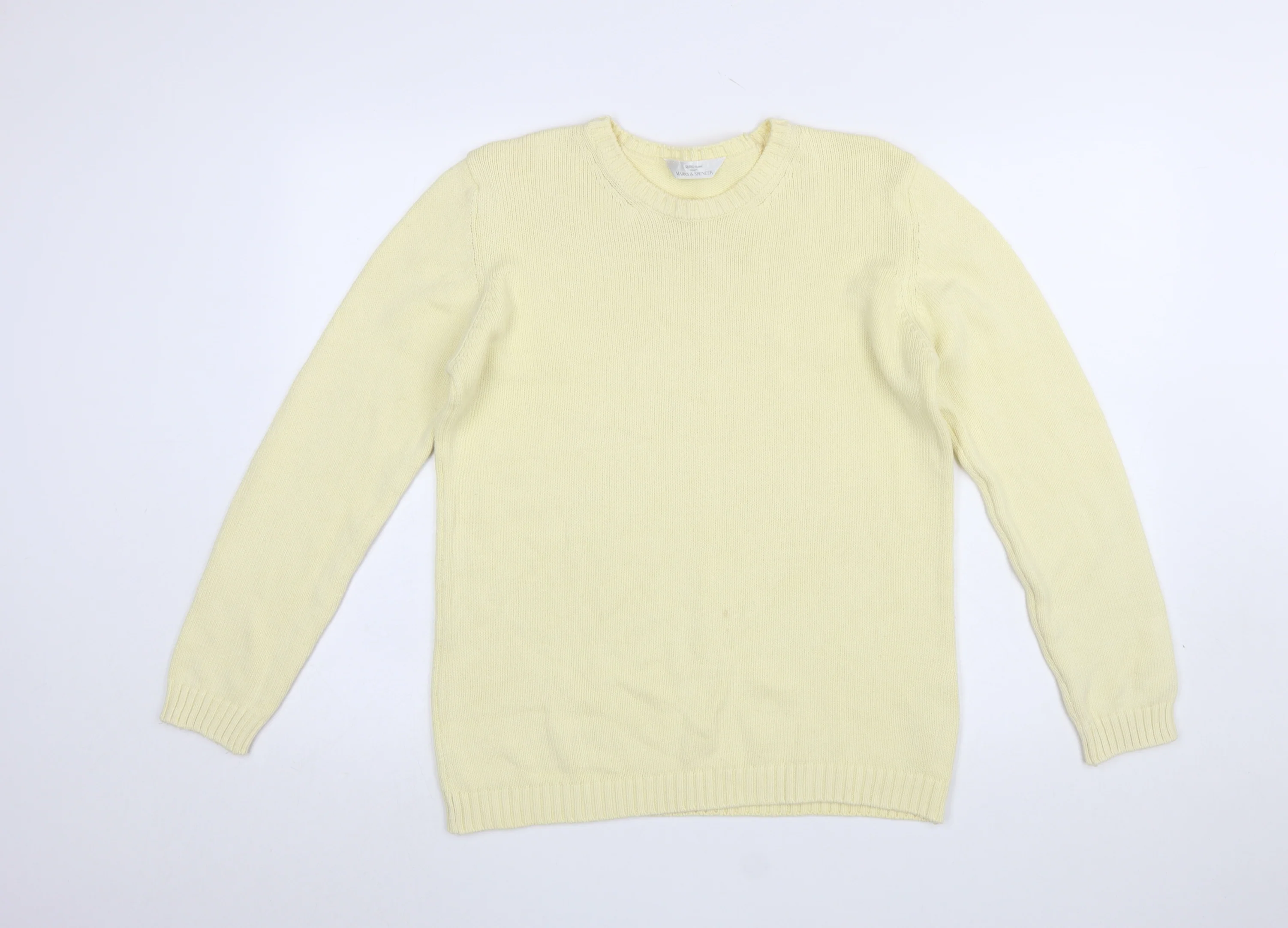 Marks & Spencer Women’s Beige Cotton Crew Neck Jumper Size 12