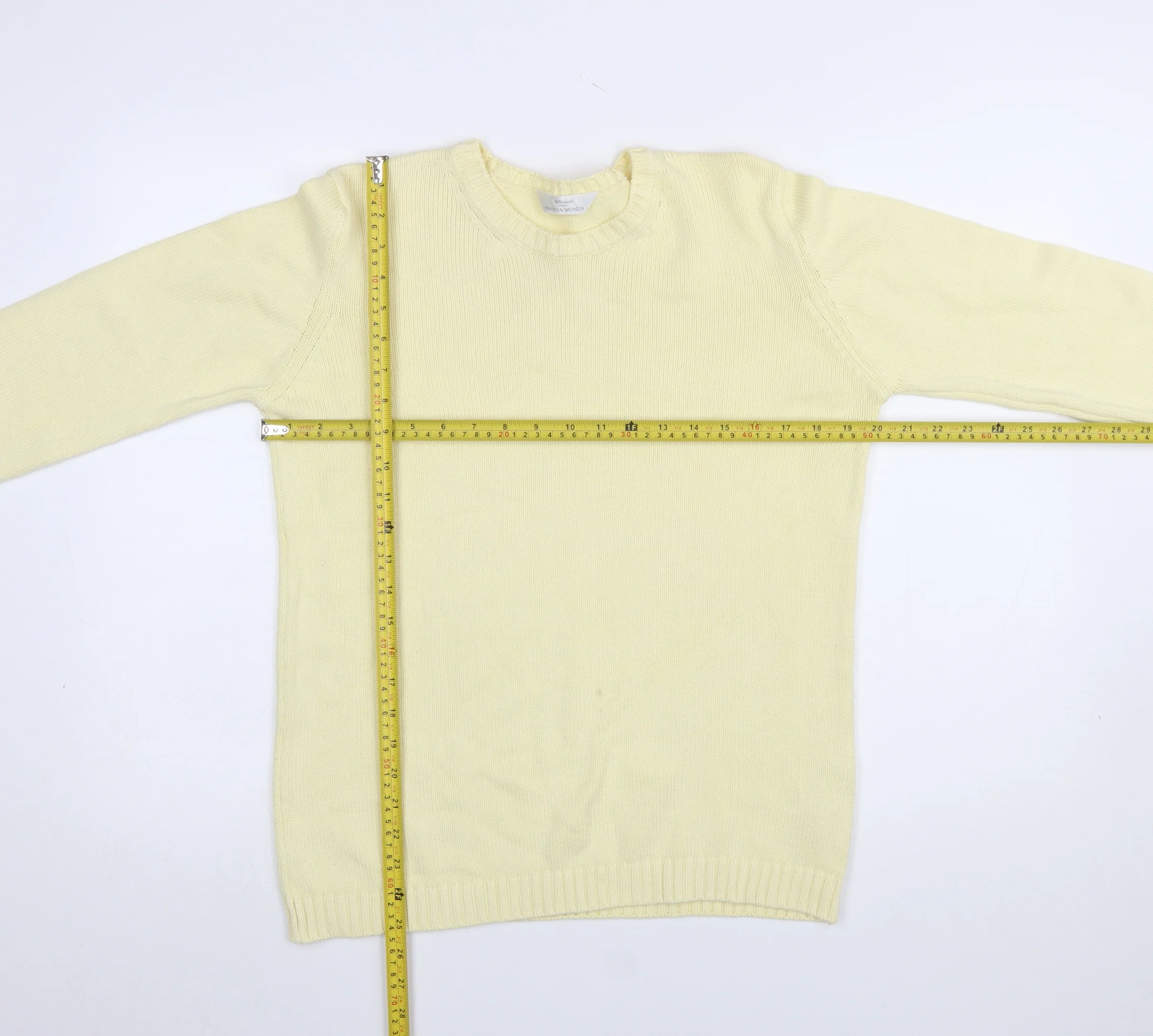 Marks & Spencer Women’s Beige Cotton Crew Neck Jumper Size 12 - Image 2