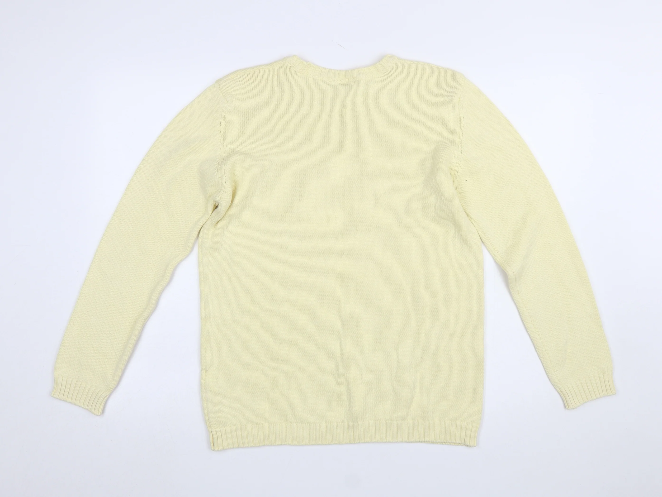 Marks & Spencer Women’s Beige Cotton Crew Neck Jumper Size 12 - Image 3