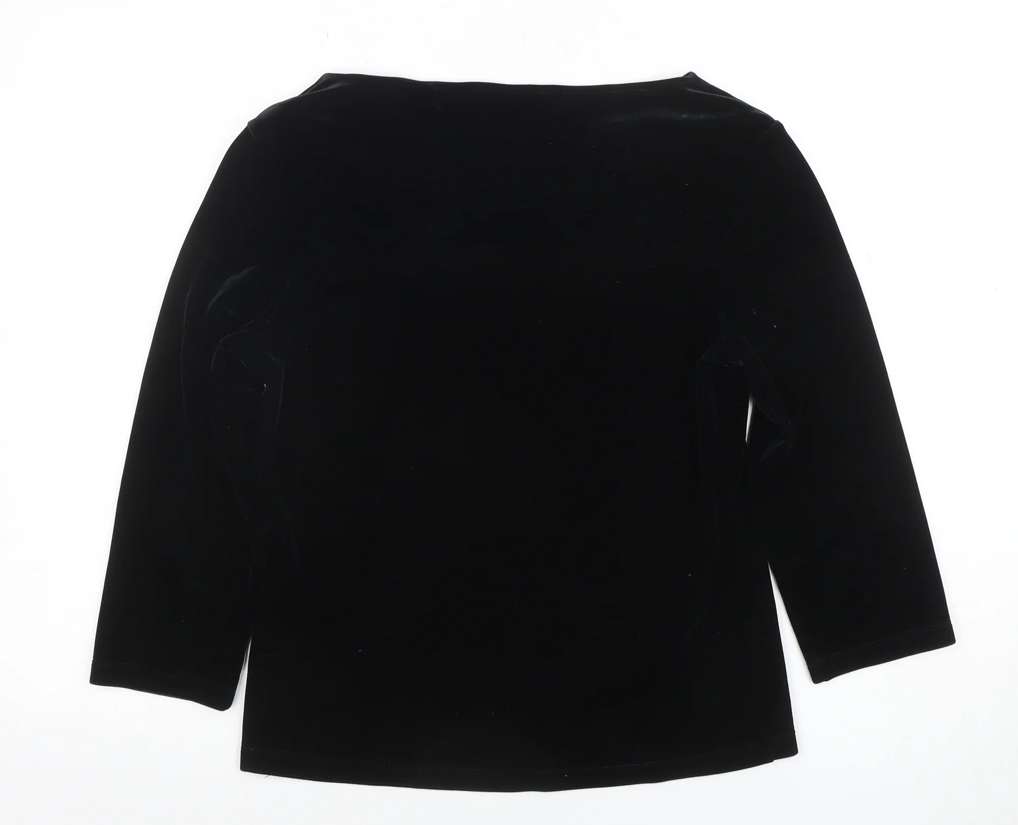 Marks & Spencer Women’s Black Velvet Long Sleeve Boat Neck Blouse UK 10 - Image 3