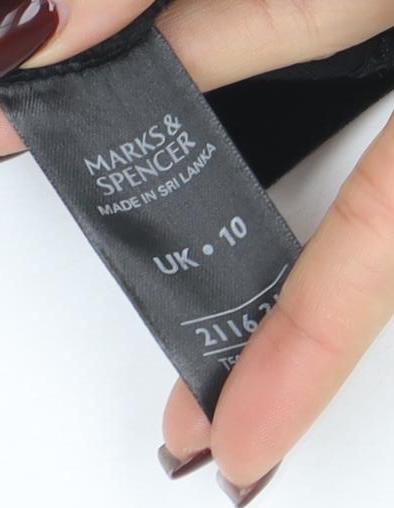 Marks & Spencer Women’s Black Velvet Long Sleeve Boat Neck Blouse UK 10 - Image 4