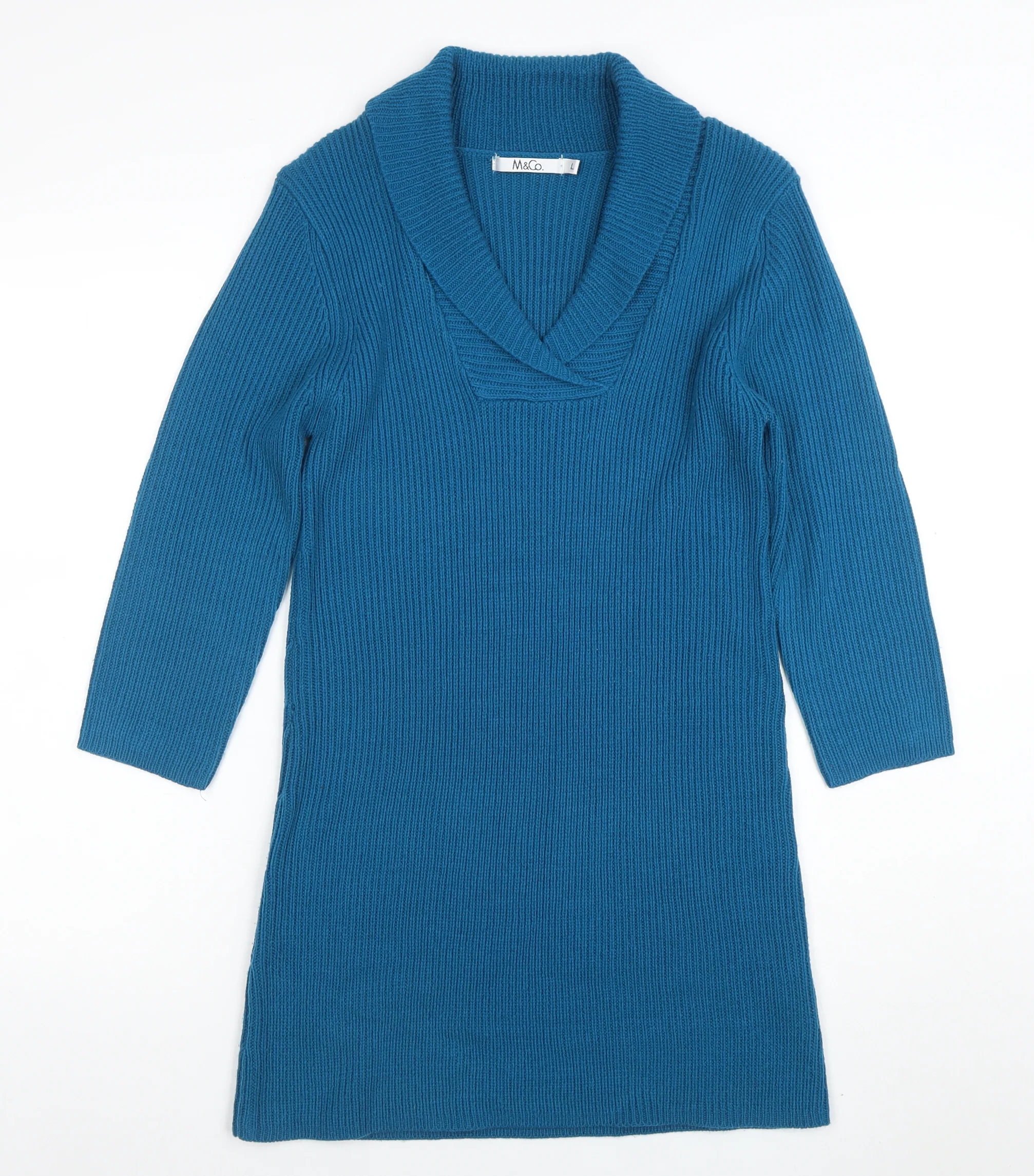 Marks & Spencer Women’s Blue 3/4 Sleeve Tunic Jumper Size L