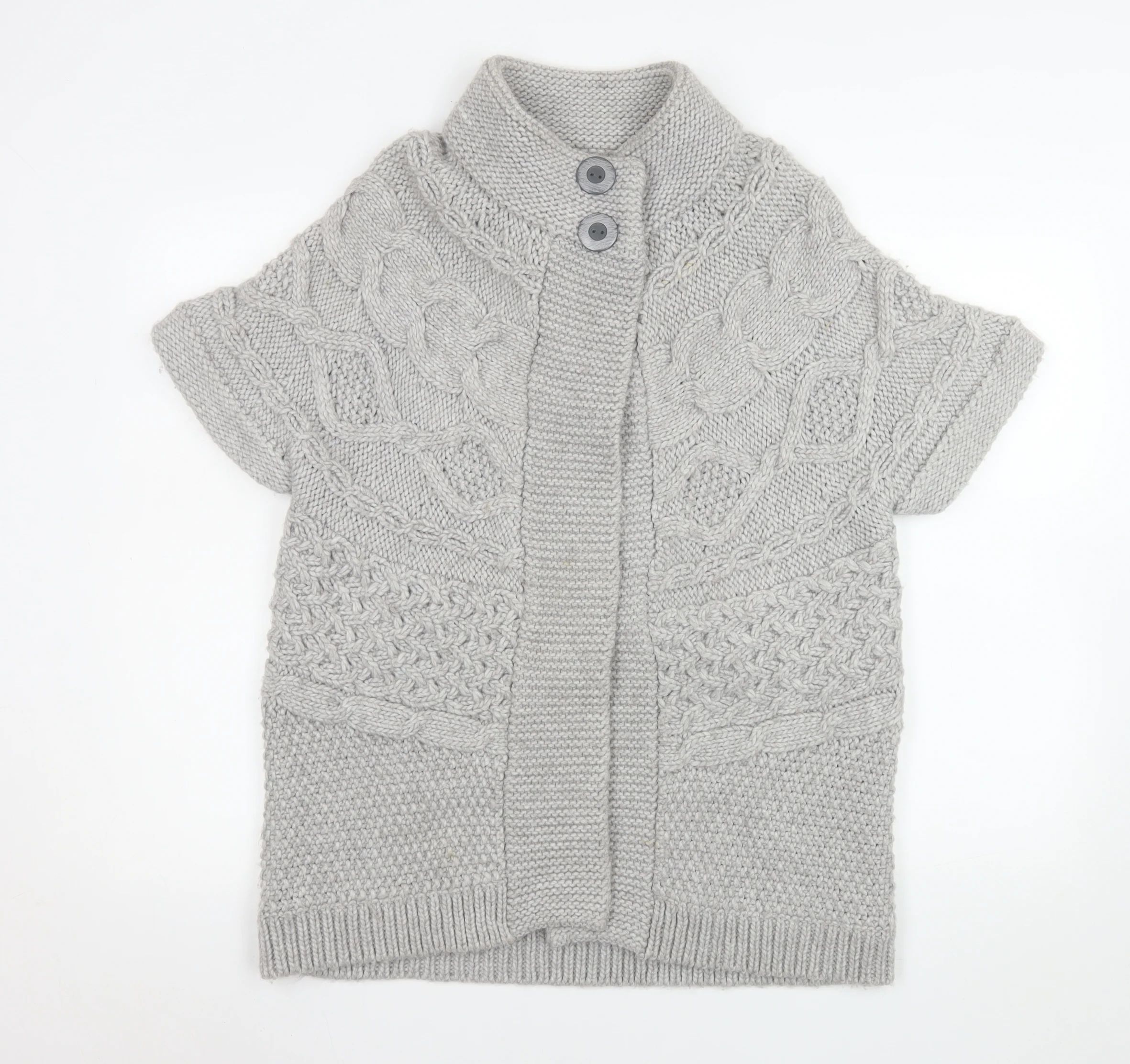 Marks & Spencer Women’s Grey Cable Knit Cardigan UK 16 Short Sleeve