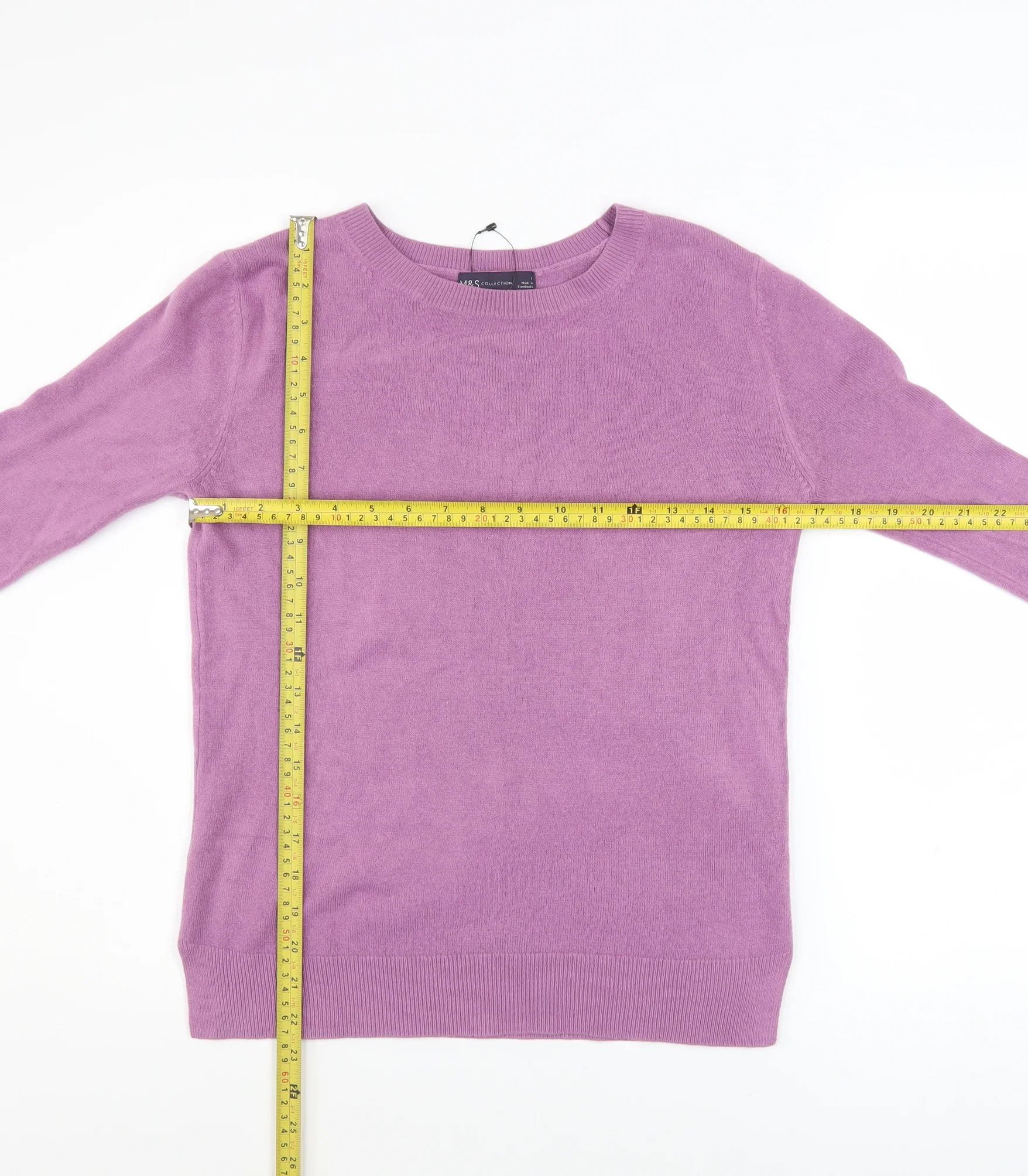 Marks & Spencer Women’s Purple Acrylic Crew Neck Jumper Size 8 - Image 2