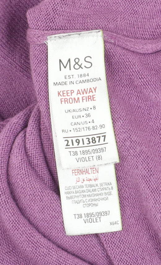 Marks & Spencer Women’s Purple Acrylic Crew Neck Jumper Size 8 - Image 4