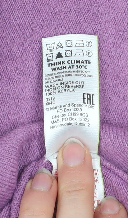 Marks & Spencer Women’s Purple Acrylic Crew Neck Jumper Size 8 - Image 5
