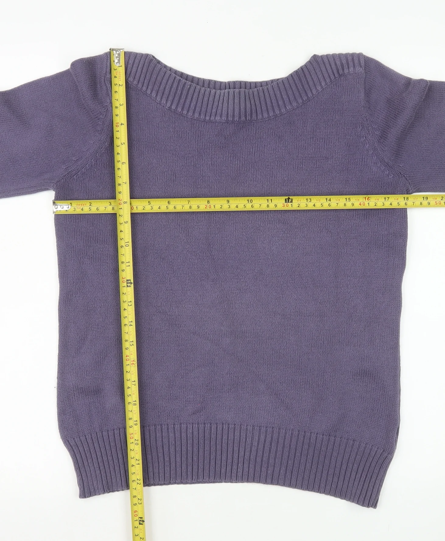 Marks & Spencer Women’s Purple Cotton Knit 3/4 Sleeve Pullover Jumper UK 12 - Image 2
