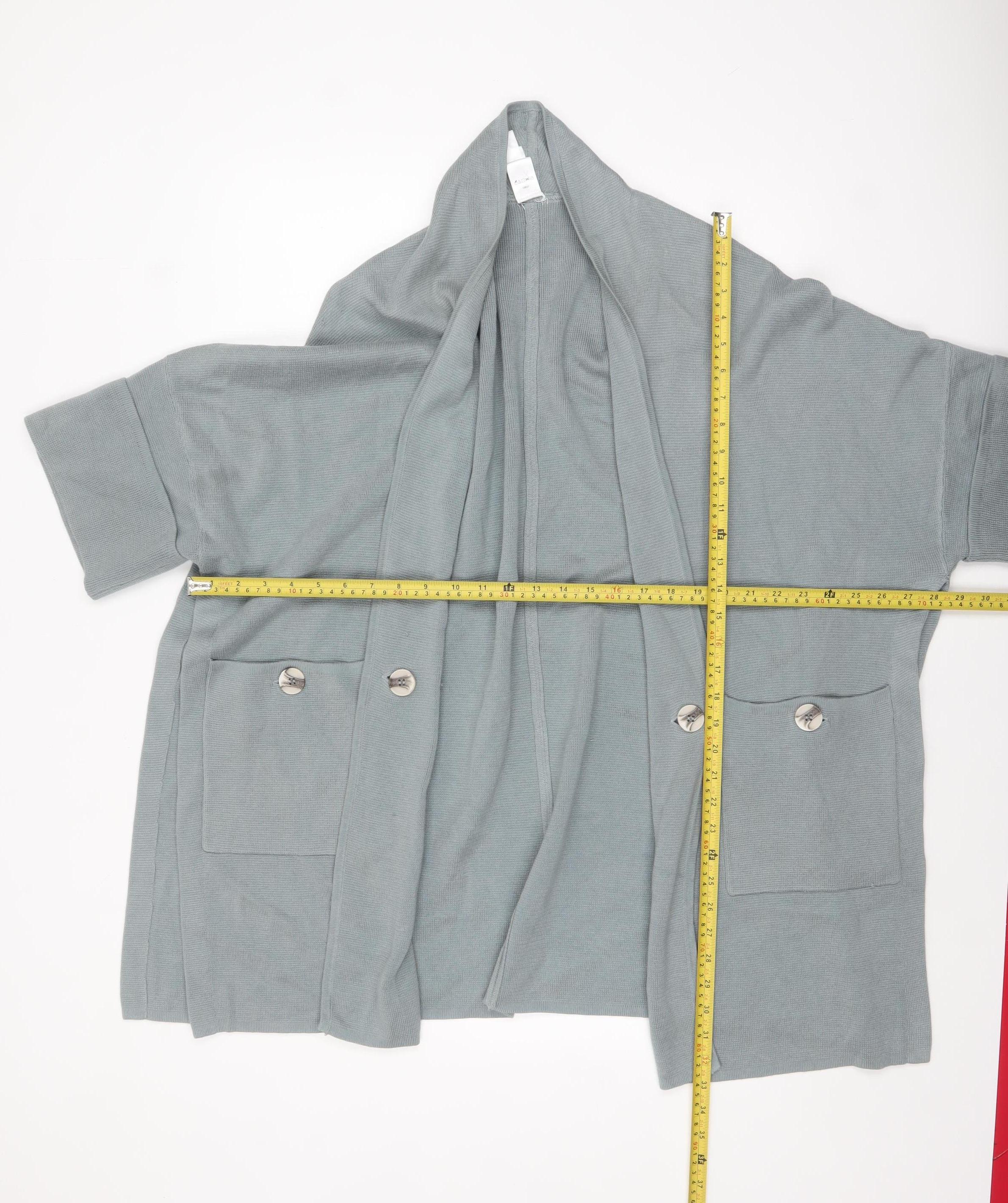 Marla Wynne Women’s Grey XS Open Knit Short Sleeve Cardigan - Image 2