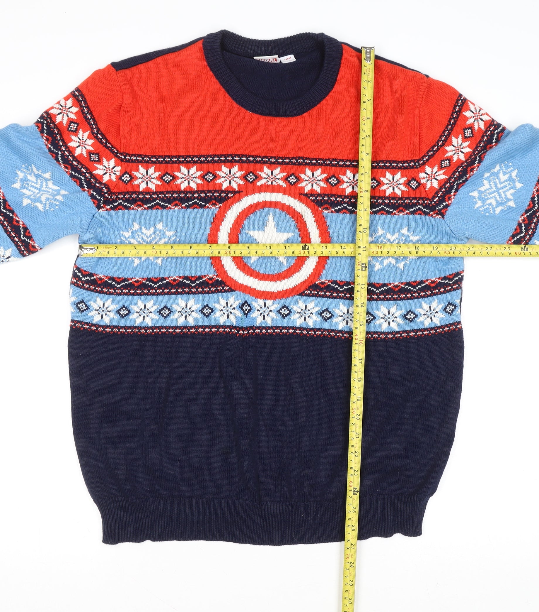 Marvel Captain America Men's Multicoloured Cotton Pullover Jumper L - Image 2