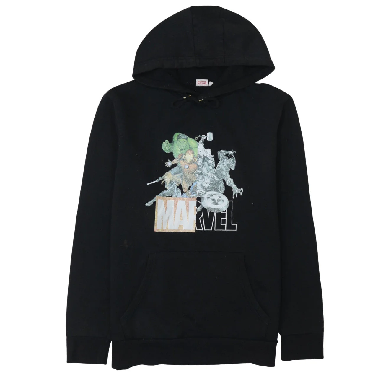 Marvel Men's Black XL Pullover Hoodie with Logo Graphic Print