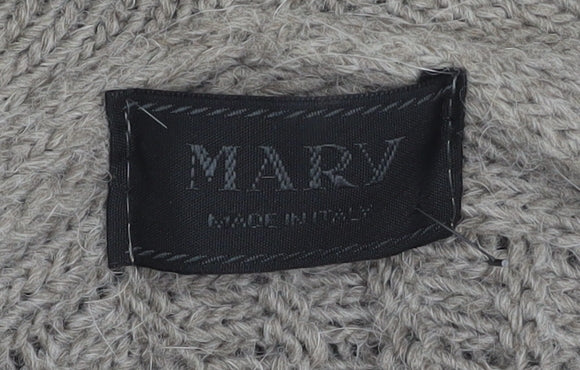 MARY Women Grey Cable Knit Open Cardigan L Alpaca Wool Blend - Image 4