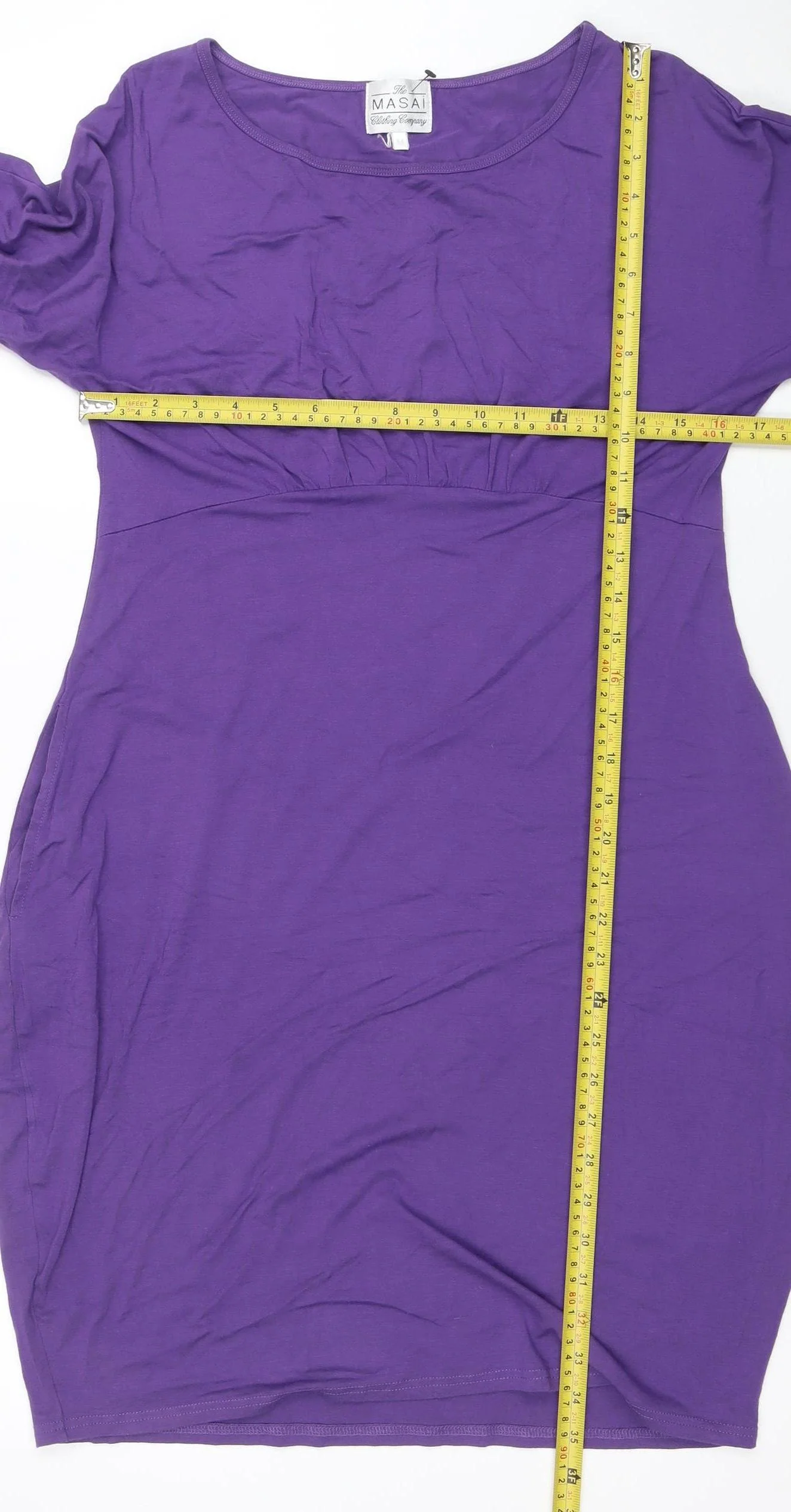 Masai Women Purple Knee Length Shift Dress M 3/4 Sleeve Viscose - Image 2