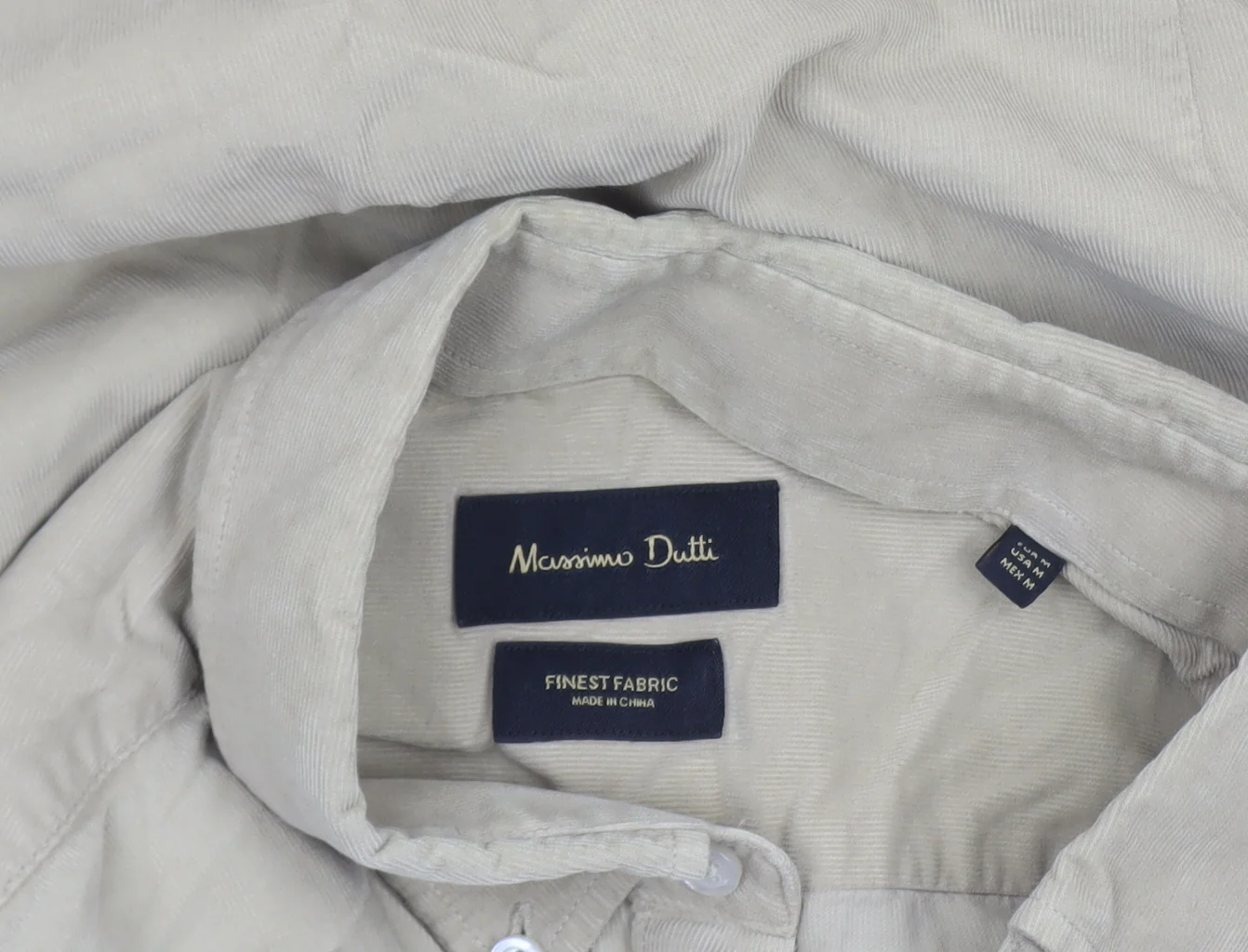 Massimo Dutti Men's Beige Cotton Long Sleeve Button-Up Shirt M - Image 5