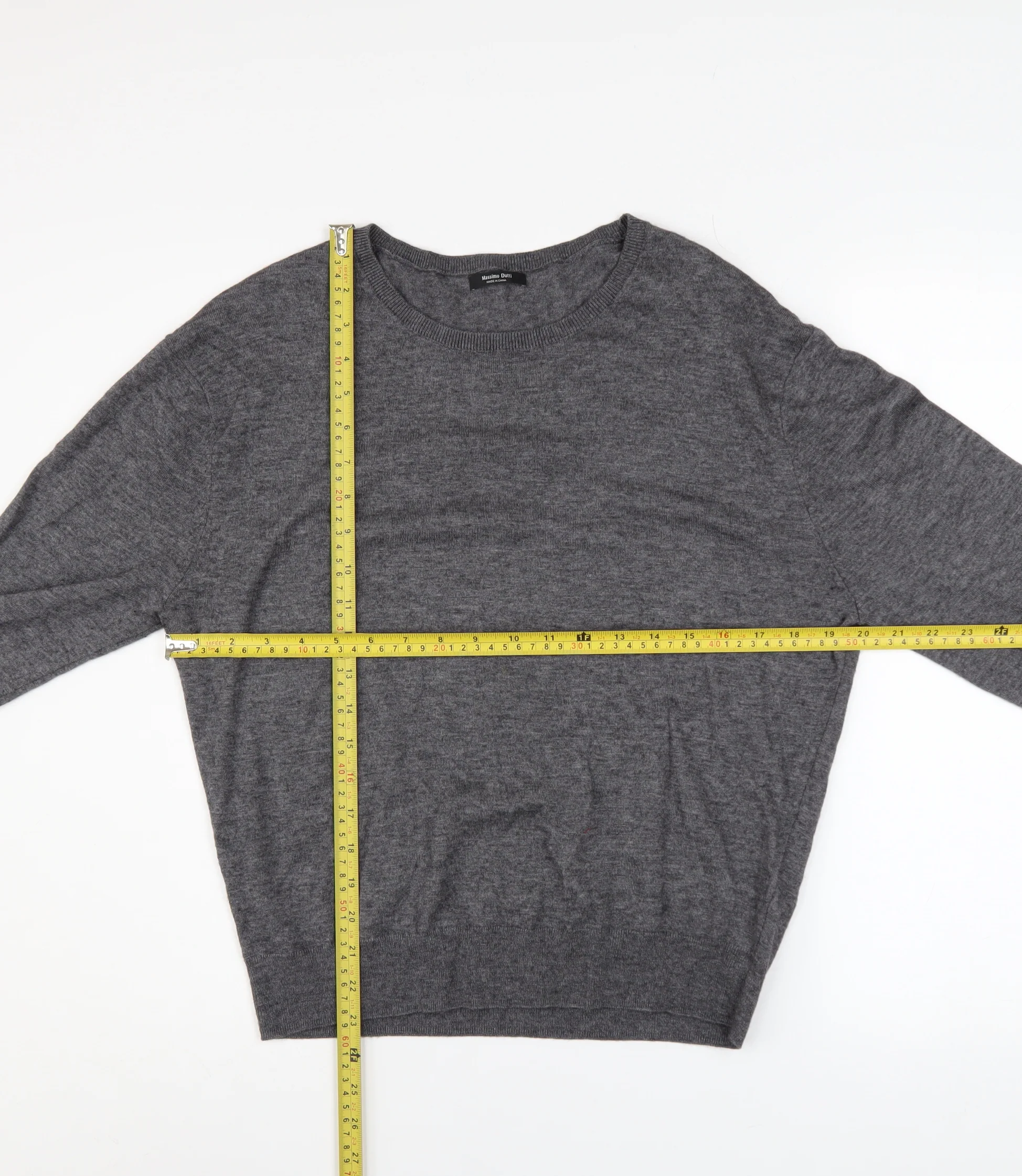 Massimo Dutti Men's Grey Wool Blend Crew Neck Jumper XL - Image 2