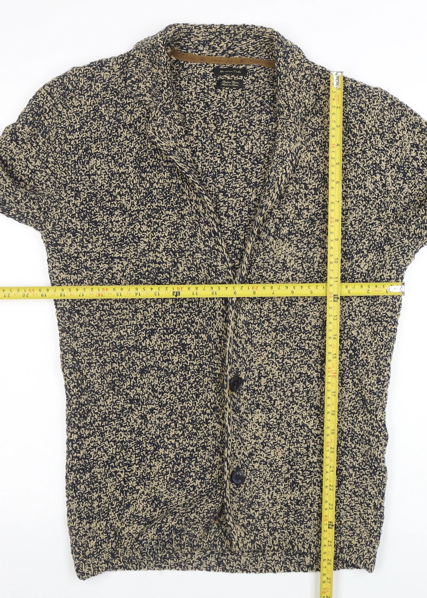 Massimo Dutti Women's Beige Knit Cardigan Size 12 Collared Cotton Blend - Image 2