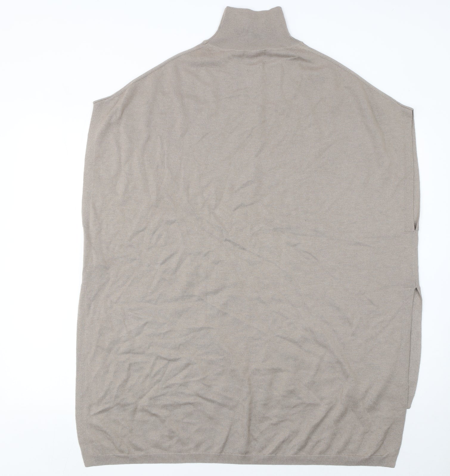Massimo Dutti Womens Beige Wool Roll Neck Cape Jumper Size M - Image 3