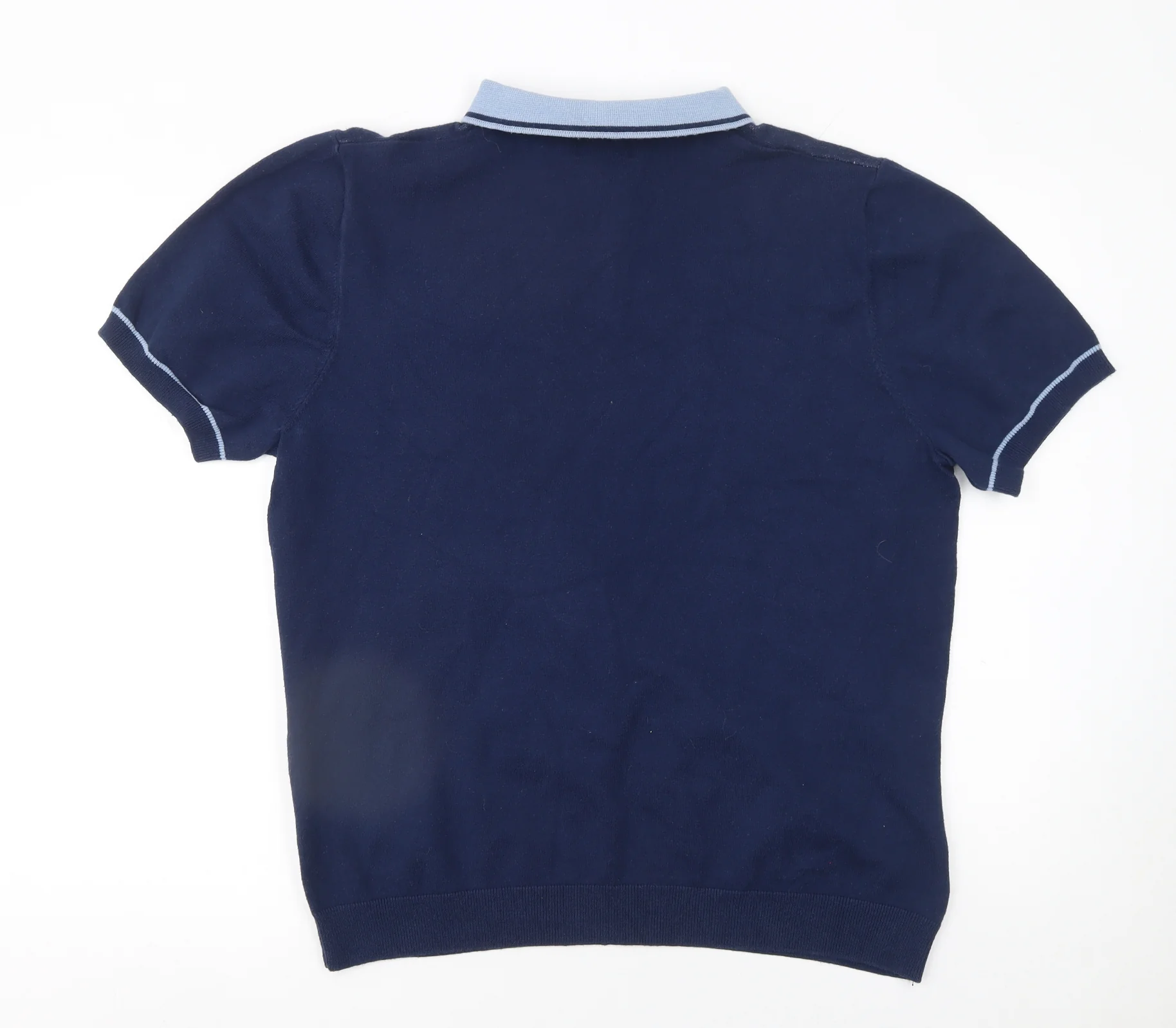 Matalan Men's Blue Colourblock Zip Neck Polo Shirt Size L - Image 3