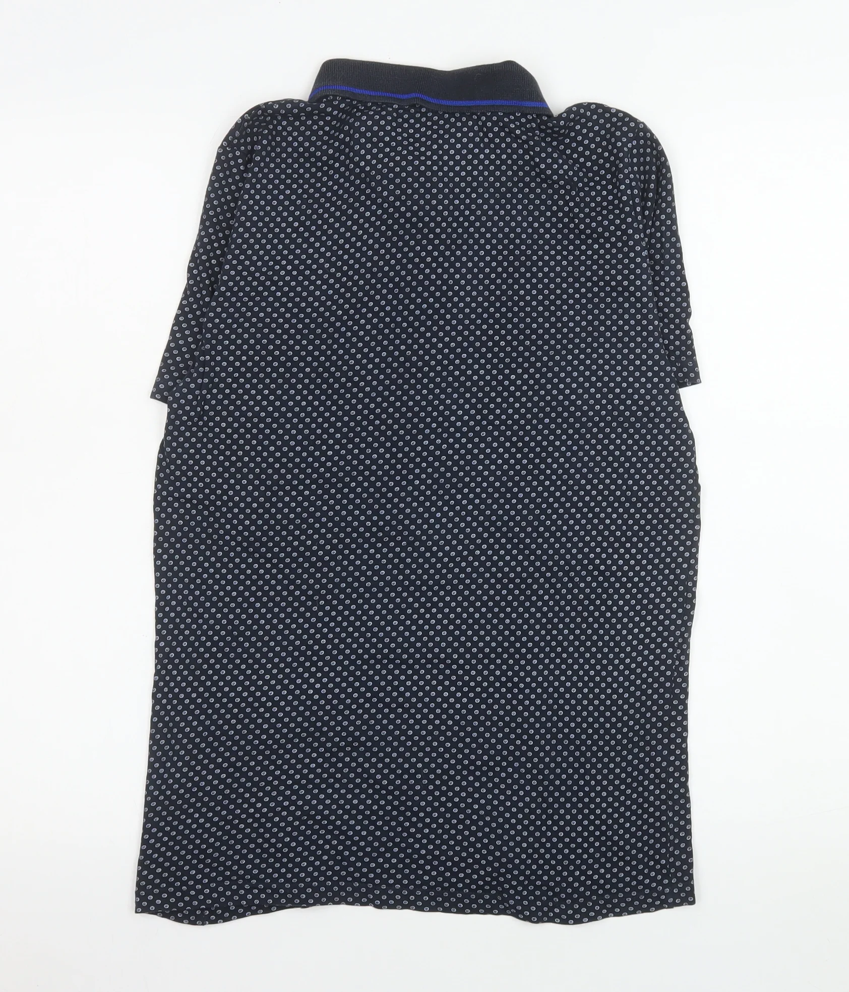 Matalan Men's Blue Small Geometric Cotton Polo Shirt - Image 3