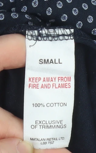 Matalan Men's Blue Small Geometric Cotton Polo Shirt - Image 4