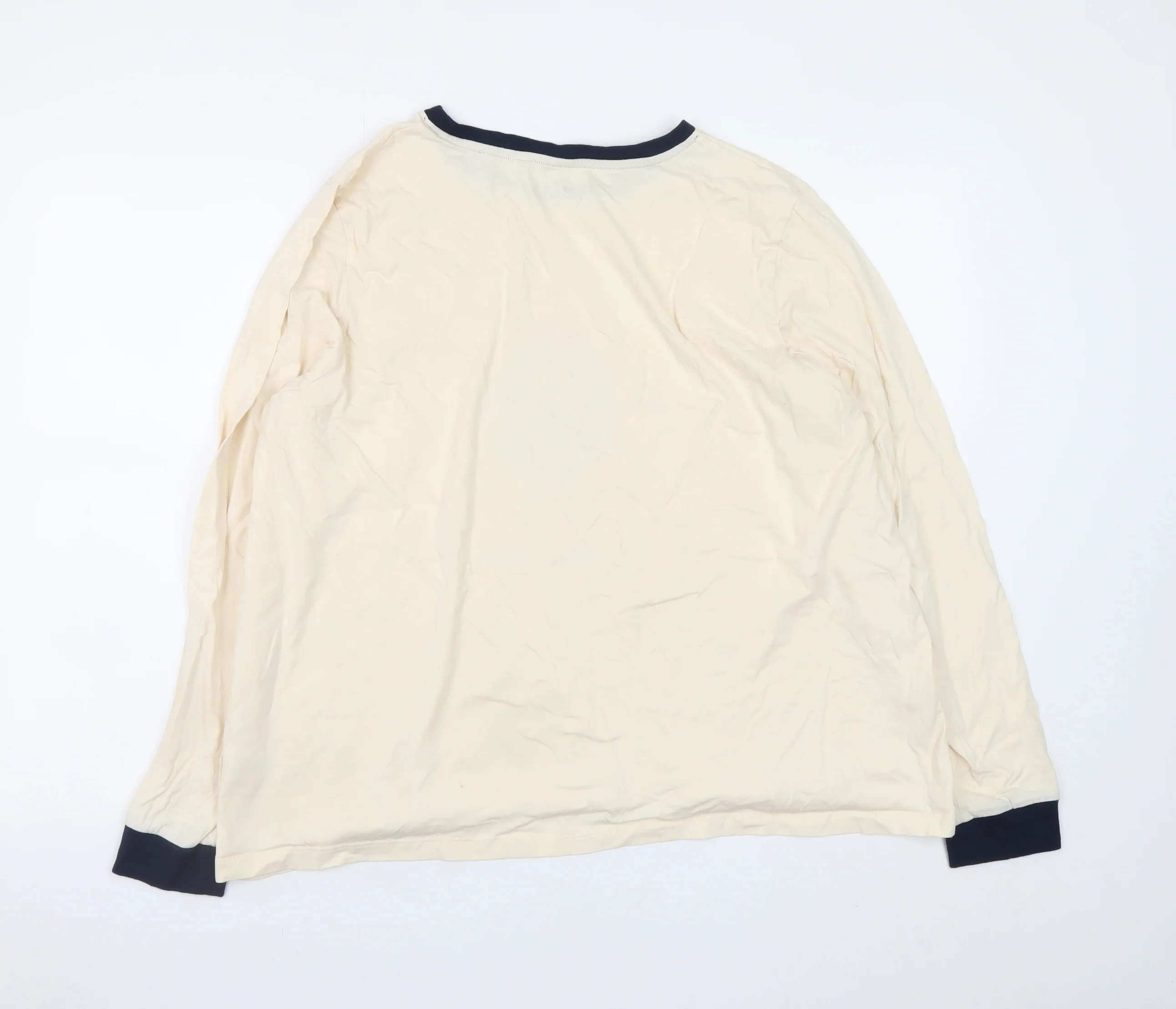 Matalan Women’s Beige Christmas Sprout Pout Long Sleeve Ringer T-Shirt XL - Image 3