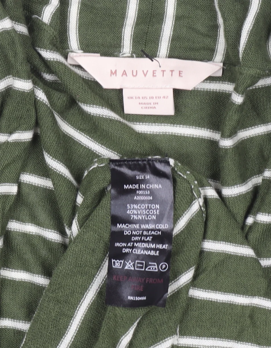 Mauvette Women’s Green Striped Cardigan Size 14 Long Sleeve Knit - Image 4