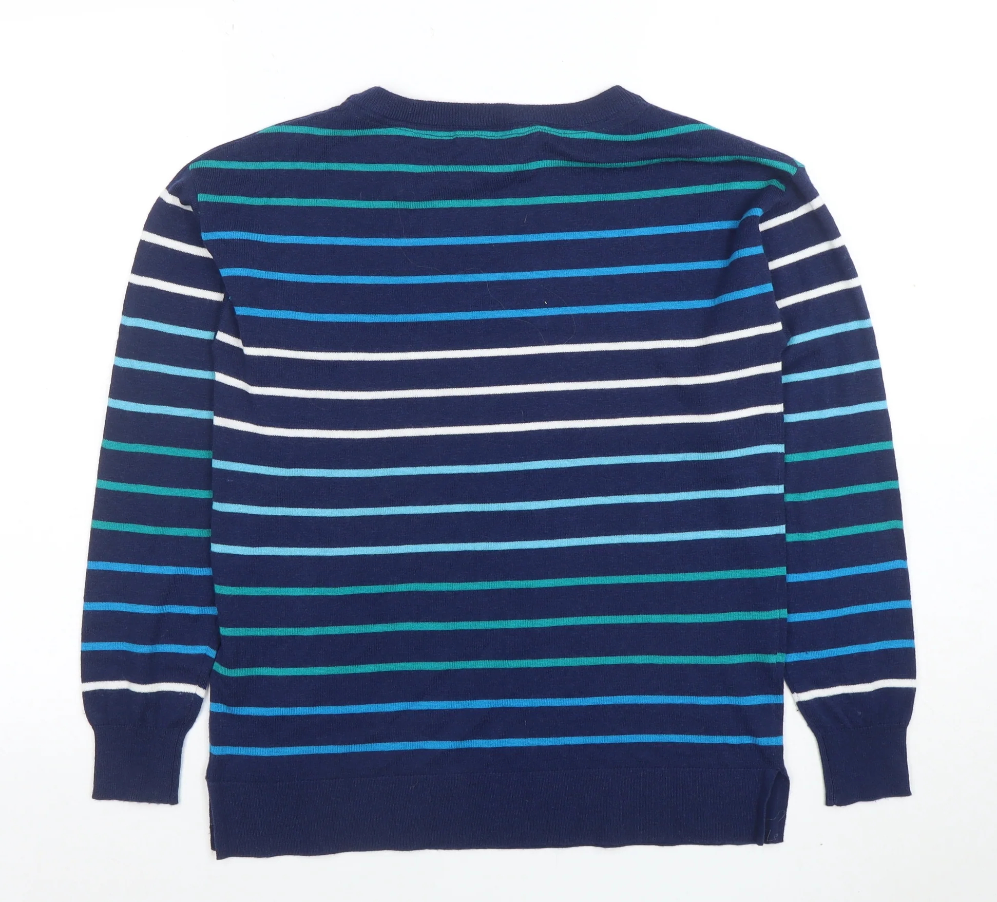 Mauvette Women’s Navy Striped Crew Neck Long Sleeve Jumper Size 8 - Image 3