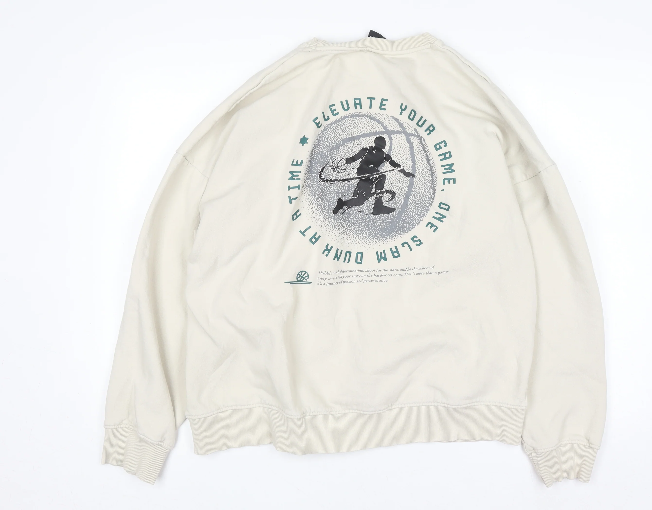 Max Mens Beige Oversized Fit Graphic Sweatshirt L - Image 3