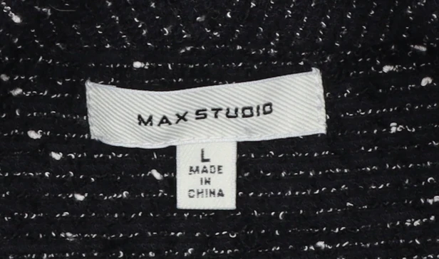 Max Studio Women Black Bouclé Long Blazer Jacket L - Image 4