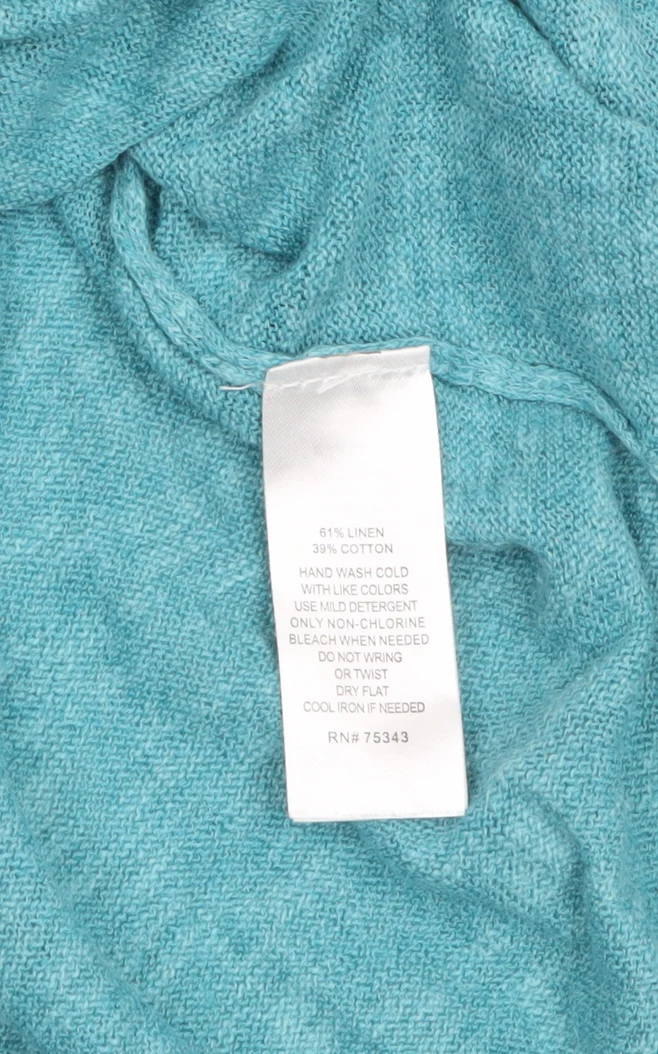 Max Studio Women Blue Linen Cotton Button Back Cardigan M - Image 4