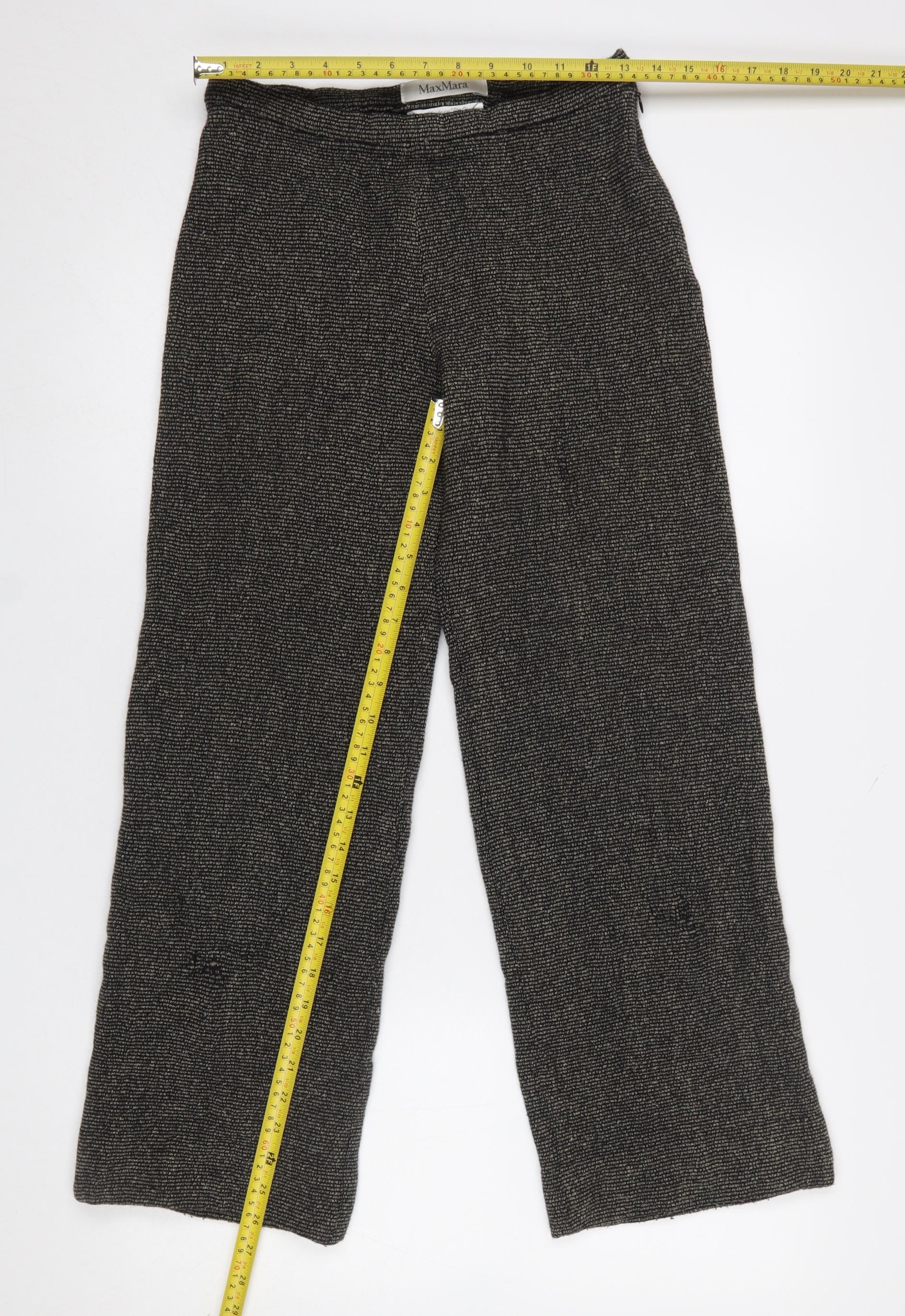 MaxMara Women’s Grey Wool Tweed Straight Trousers Size 12 - Image 2