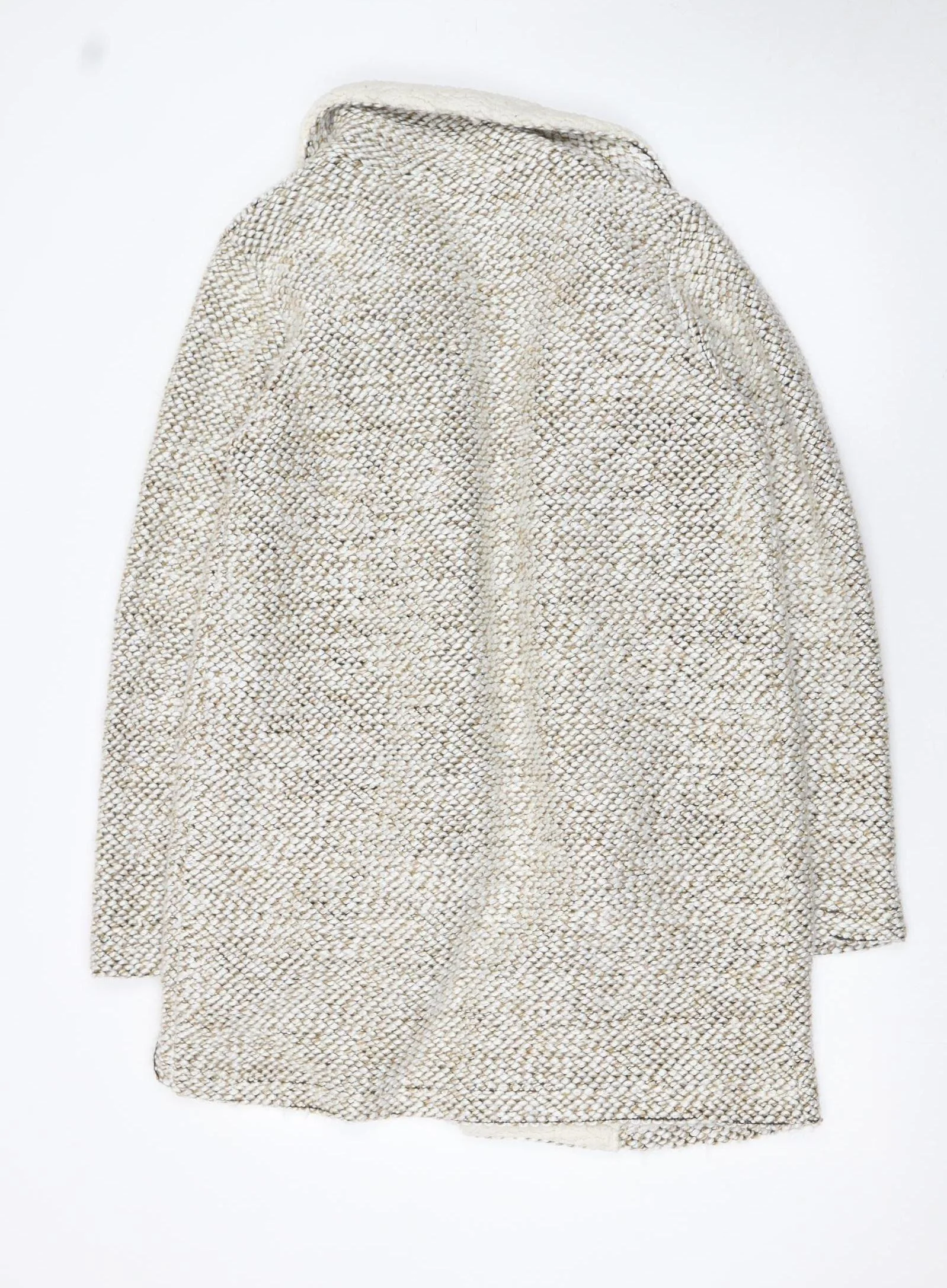 Me Jane Women Beige Faux Fur Lined Open Cardigan Size S - Image 3