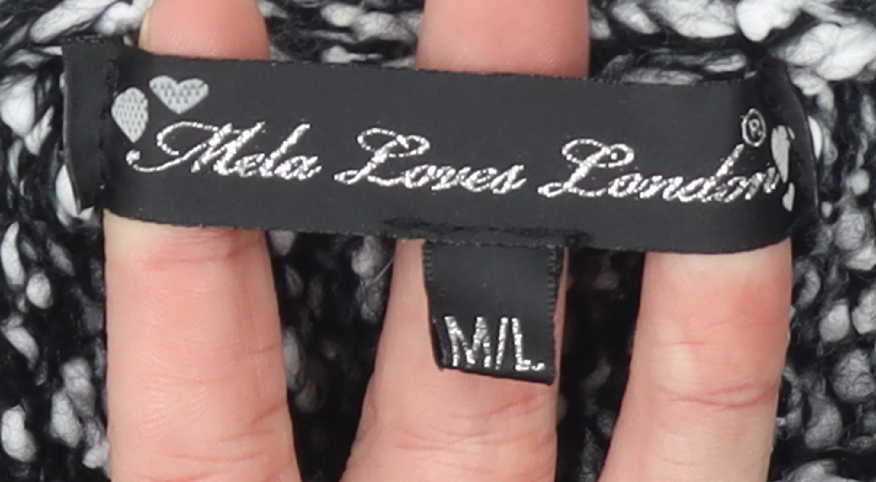 Mela Loves London Women's Black & White Knit Cape M/L Acrylic - Image 4
