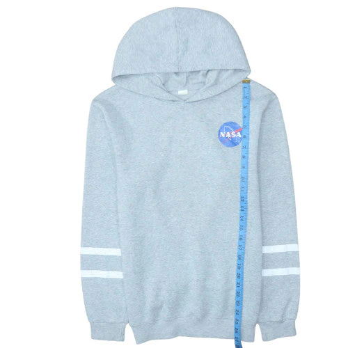 Men’s Grey NASA Pullover Hoodie Fleece Lined Regular Fit Medium - Image 2